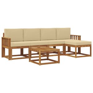 vidaXL Zunanja garnitura za sedenje z blazino 6 pcs Naravna in bež