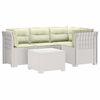 vidaXL 4-sedežna vrtna sofa z blazinami, rattan videz PP Bela