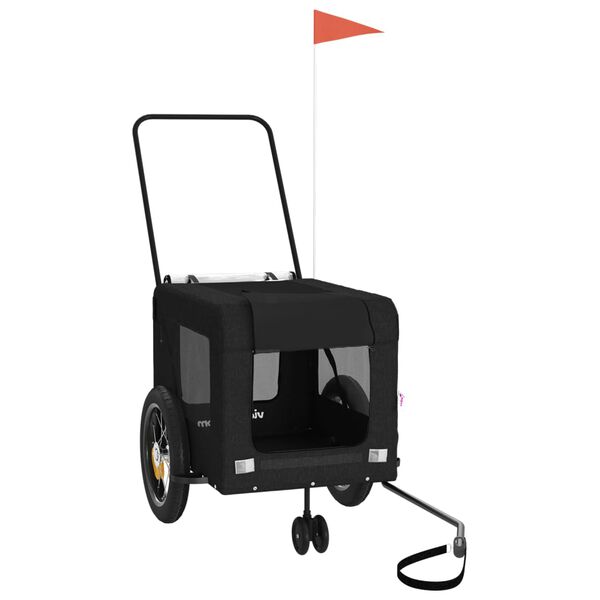 vidaXL Kolesarska prikolica za hišne ljubljenčke črna