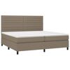 vidaXL Box spring postelja z vzmetnico LED taupe 200x200 cm blago