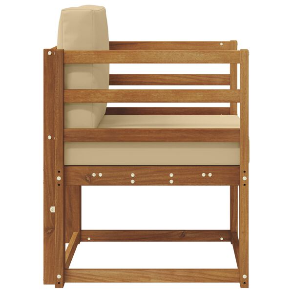 vidaXL Zunanji kavč Masivno akacijevo les in poliester Naravna