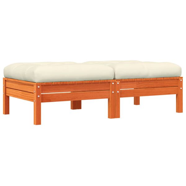 vidaXL Vrtni stolček za noge z blazino 2 kosa voščeno rjava borovina