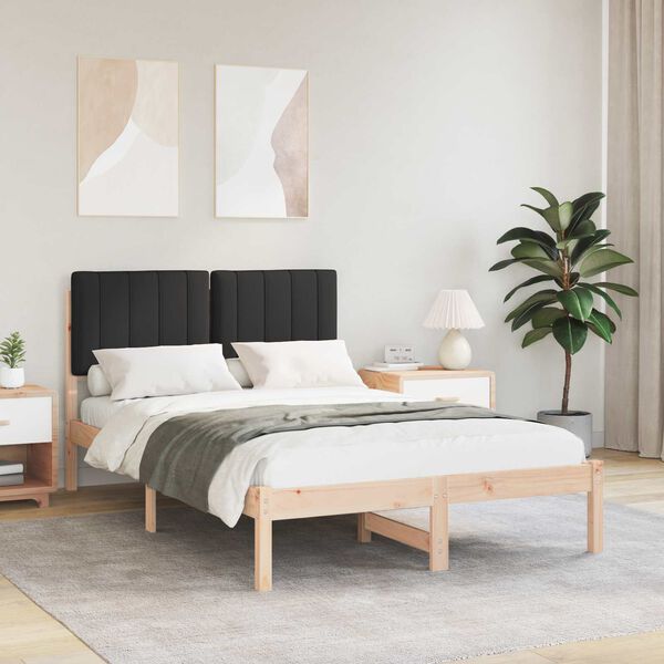 vidaXL Posteljni okvir z oblazinjenim vzglavjem Črna 120 x 190 cm