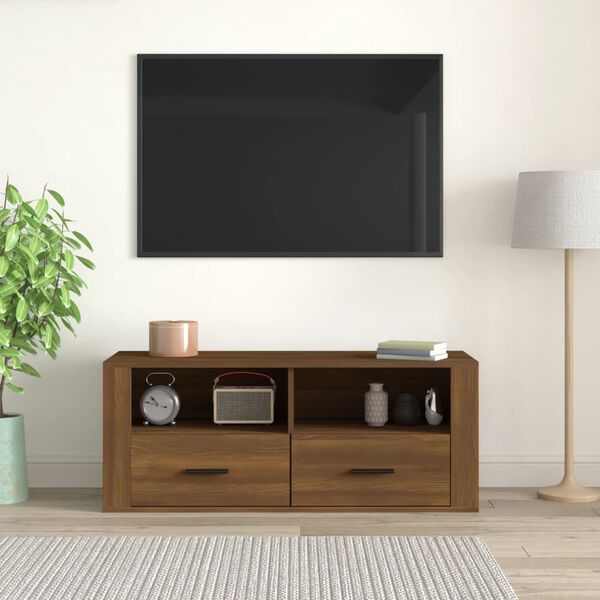 vidaXL TV omarica rjav hrast 100x35x40 cm inženirski les