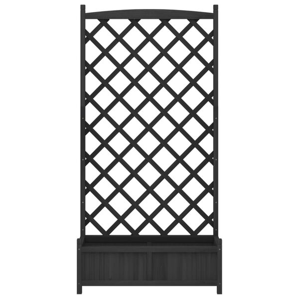 vidaXL Cvetlično korito z mrežo črne barve trden les jelke