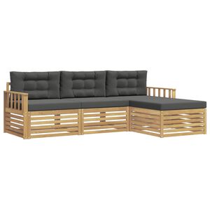 vidaXL Zunanja garnitura za sedenje 4 pcs Bela in antracit Poliester