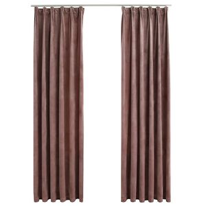 vidaXL Zatemnitvene zavese 2 kosa z obe&scaron;ali žametne roza 140x245 cm