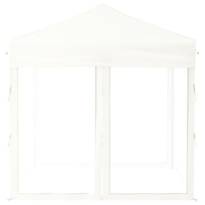 vidaXL Zložljiv vrtni šotor s stranicami bel 2x2 m