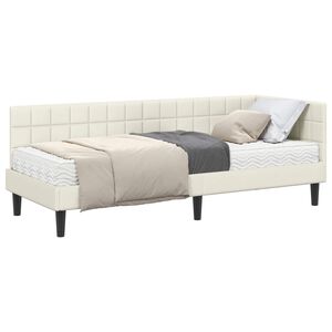 vidaXL Kotni okvir postelje z matrico 2 kos krema 80 x 200 cm Žamet