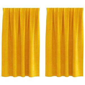 vidaXL Zatemnitvene zavese 2 pcs Gorčična rumena 140 x 140 cm Žamet