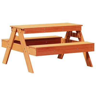 vidaXL Piknik miza za otroke voščeno rjava 88x97x52 cm trdna borovina