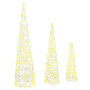 vidaXL Božično drevo 3 kos 90 LED Toplo bela 20 x 20 x 80 cm Akril