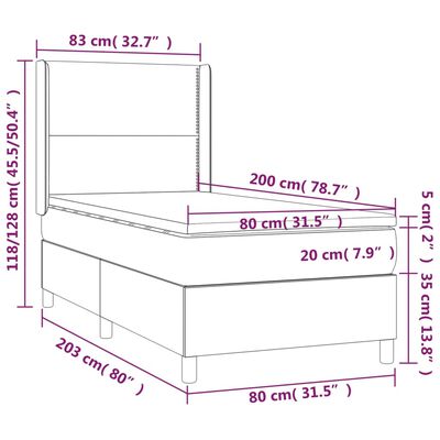 vidaXL Box spring postelja z vzmetnico temno rjava 80x200 cm blago