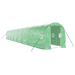 vidaXL Rastlinjak z jeklenim ogrodjem zelen 32 m&sup2; 16x2x2 m