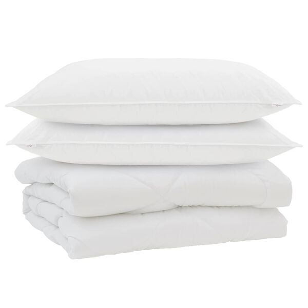 vidaXL Odeja z blazino 3 pcs Bela Mikrofibra