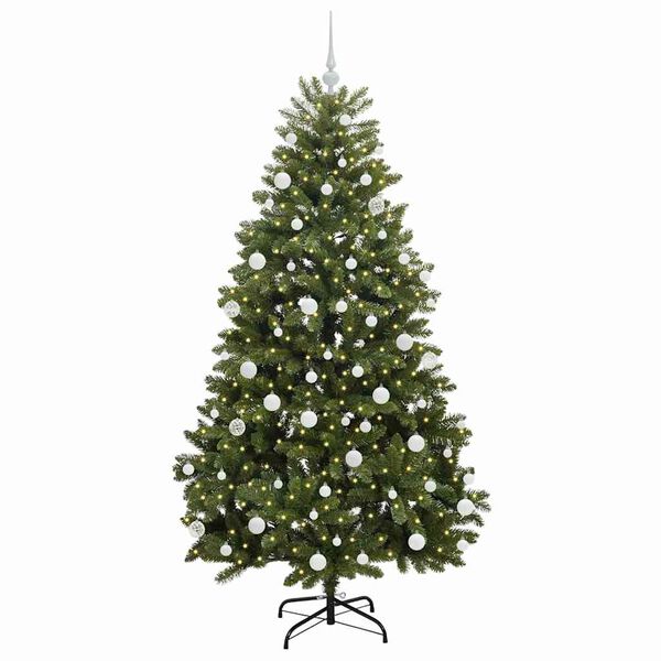 vidaXL Umestno božično drevo med 300 LED Zelena 180 cm PVC in kovina