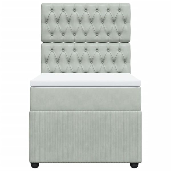 vidaXL Box spring postelja z vzmetnico svetlo siva 100x200 cm žamet