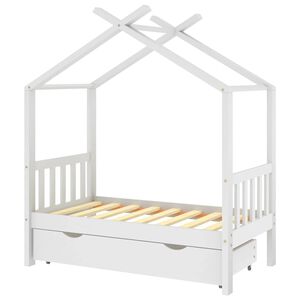 vidaXL Otro&scaron;ki posteljni okvir s predalom bela trdna borovina 70x140cm