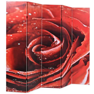 vidaXL Zložljiv paravan 200x170 cm vrtnica rdeč