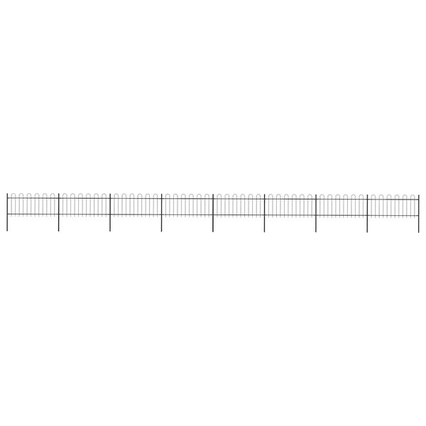 vidaXL Vrtna ograja z obročem na vrhu jeklo 1426x80 cm črna