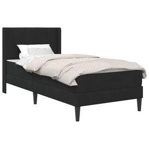 vidaXL Posteljni okvir z vzmetnico z vzglavjem Črna 90 x 190 cm Žamet