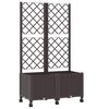 vidaXL Vrtni sadilnik s srežnikom in kolesi Rjava 80 x 40 x 146 cm PP