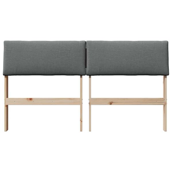 vidaXL Tapecirano vzglavje Temno siva 160 cm Masivno borovo les
