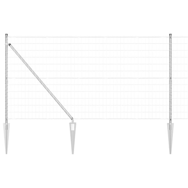 vidaXL Ograja s stebrom srebrna 1,4 x 10 m Jeklo