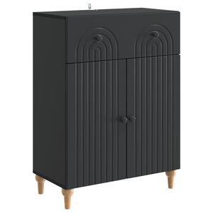 vidaXL Strani &scaron;al s predalom Črna 66 x 34,5 x 90 cm Inženirski les