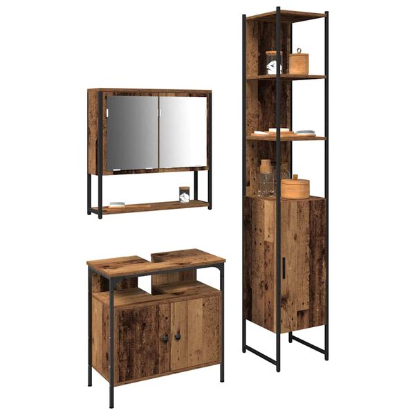 vidaXL Komplet pohi&scaron;tva za kopalnico 3 pcs Star les Konstruiran les