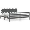 vidaXL Posteljni okvir z vzglavjem siv 200x200 cm trden les