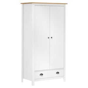 vidaXL Garderobna omara z 2 vrati Hill bela 89x50x170 cm borovina