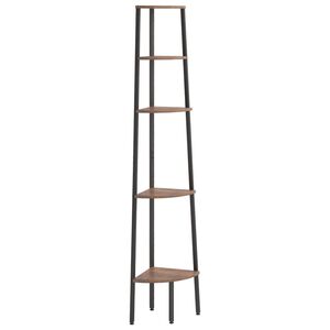 vidaXL 5-nadstropni kotni regal temno rjav in črn 45,5x31,5x180 cm