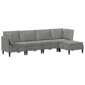 vidaXL Komplet pohi&scaron;tva za dnevno sobo 5 pcs Svetlo siva Žamet