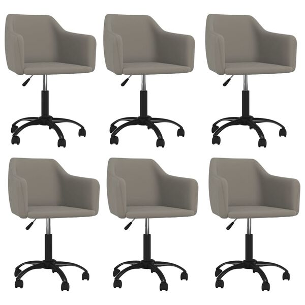 vidaXL Vrtljivi jedilni stoli 6 kosov svetlo siv žamet