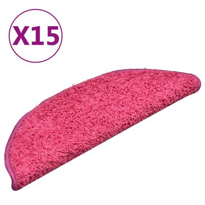 vidaXL Preproge za stopnice 15 kosov roza 56x17x3 cm