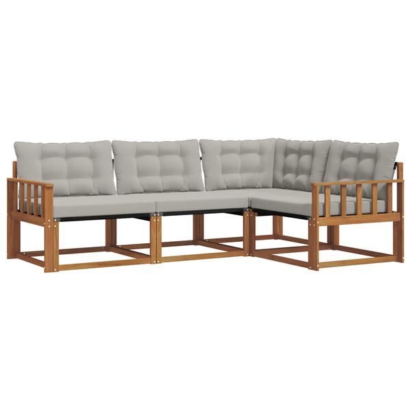 vidaXL Zunanja garnitura za sedenje 4 pcs Naravna in svetlo siva