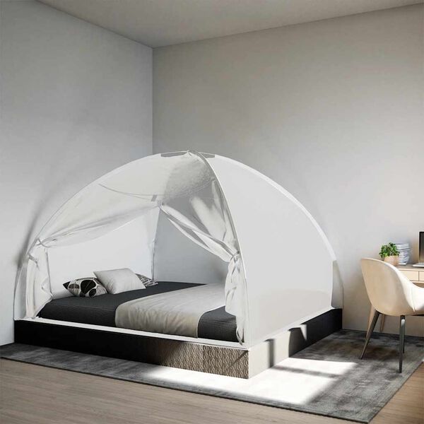 vidaXL Komarnik mongolski z vrati 220 mreža bela 200x180x135 cm