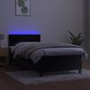 vidaXL Box spring postelja z vzmetnico LED črna 90x190 cm žamet
