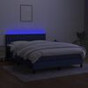 vidaXL Box spring postelja z vzmetnico LED modra 140x190 cm blago