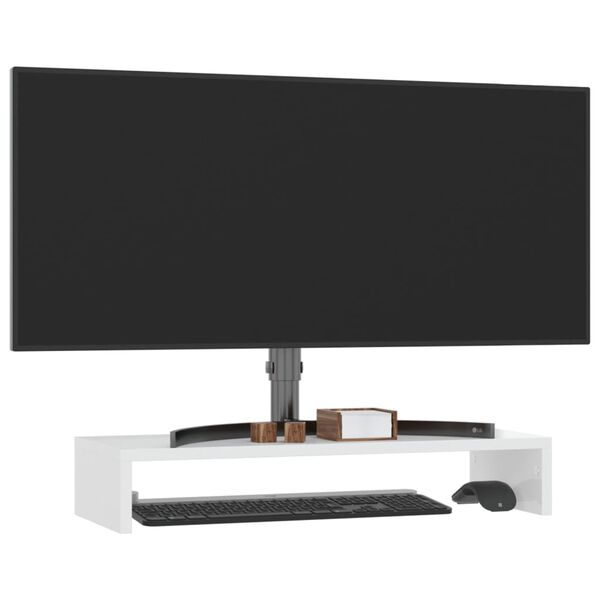 vidaXL Stojalo za monitor visok sijaj belo 60x23,5x12cm inženirski les