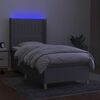 vidaXL Box spring postelja z vzmetnico LED sv. siva 100x200 cm blago