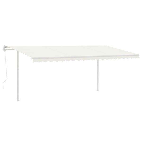 vidaXL Avtomatsko zložljiva tenda s stebrički 5x3 m krem