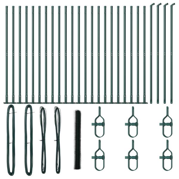 vidaXL Steber ograje. Zelena 50 x 1,6 m (36 mm mreža) Jeklo in PVC