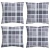 vidaXL Zunanja blazina 4 kos Blago Siv karirani 40 x 40 cm