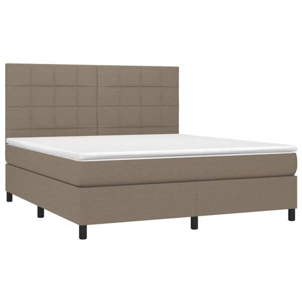 vidaXL Box spring postelja z vzmetnico taupe 160x200 cm blago
