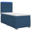vidaXL Postelja boxspring z vzmetnico Modra 90 x 190 cm Blago