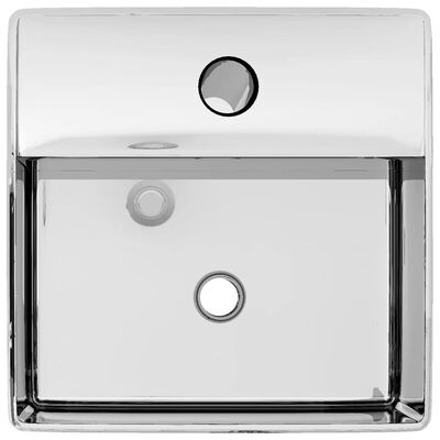 vidaXL Umivalnik z odprtino za pipo 38x30x11,5 cm keramičen srebrn