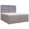 vidaXL Postelja boxspring z vzmetnico Taupe 200 x 200 cm Blago