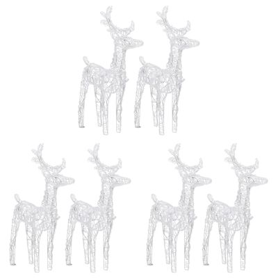 vidaXL Božični severni jeleni 6 kosov toplo beli 240 LED akril